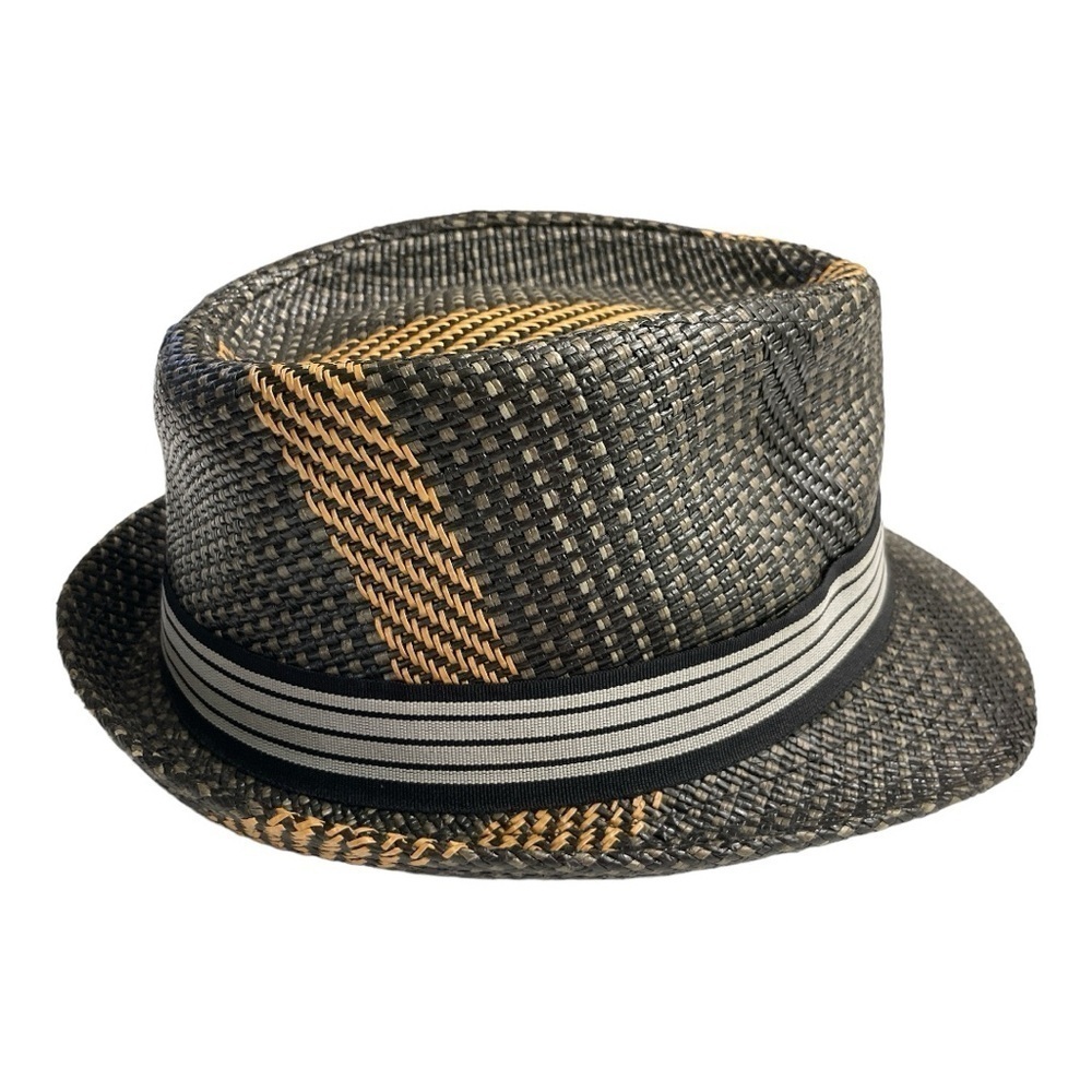 Angela & William Men's Hat L/XL Black & Tan 100% Paper Straw - Picture 4 of 13